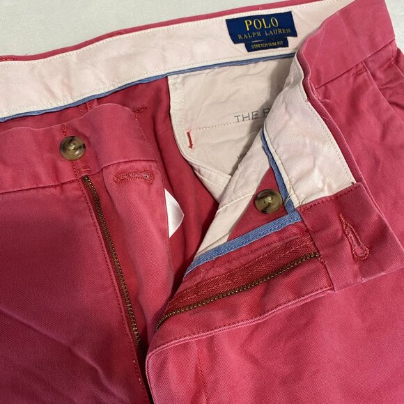Polo Ralph Lauren Polo Pants Men 36x33 Salmon Pastel Pink Chino Stretch Slim Fit - Picture 4 of 11